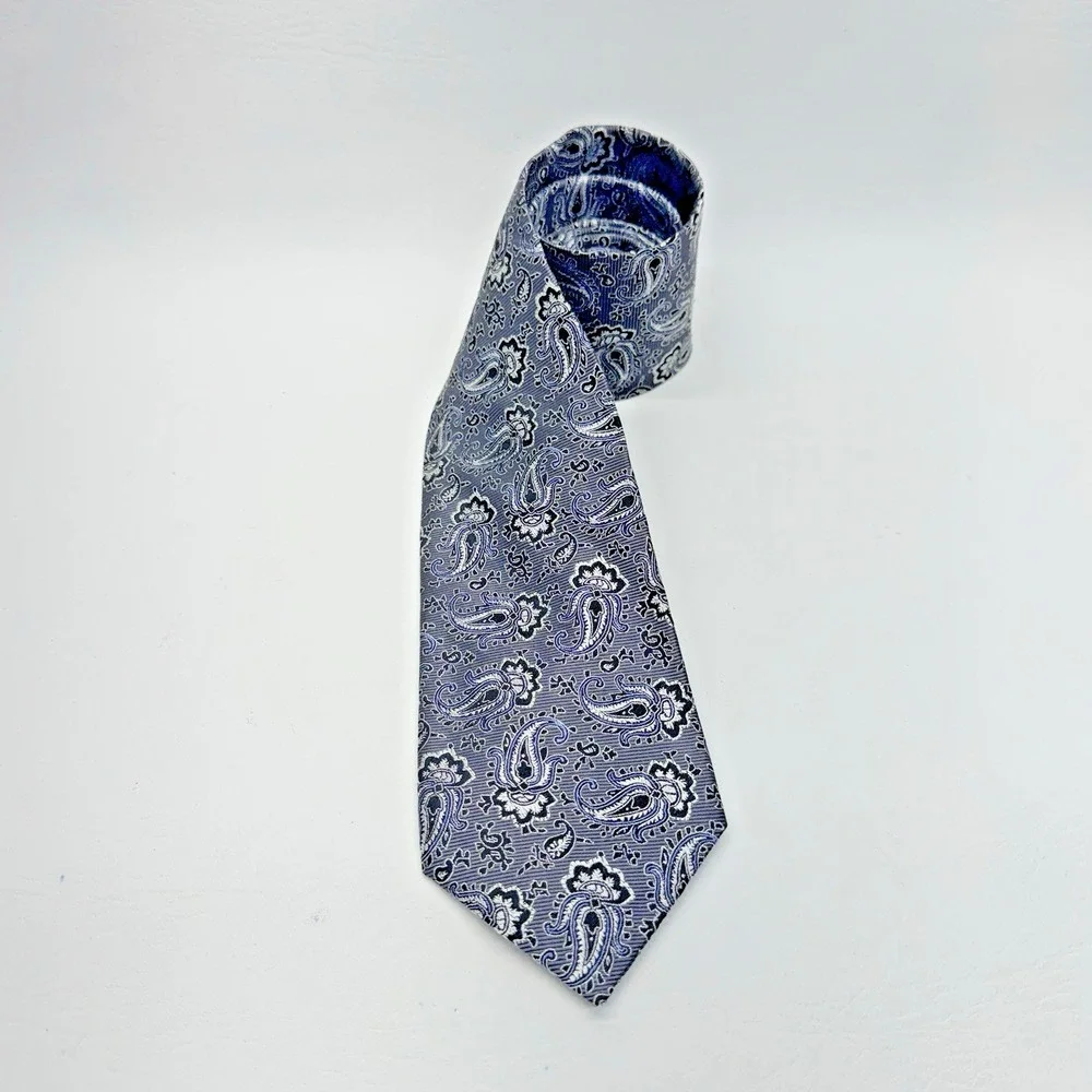Jos. A. Bank Paisley Silk Tie Mens Blue Grey Executive‎ Collection Dapper Formal